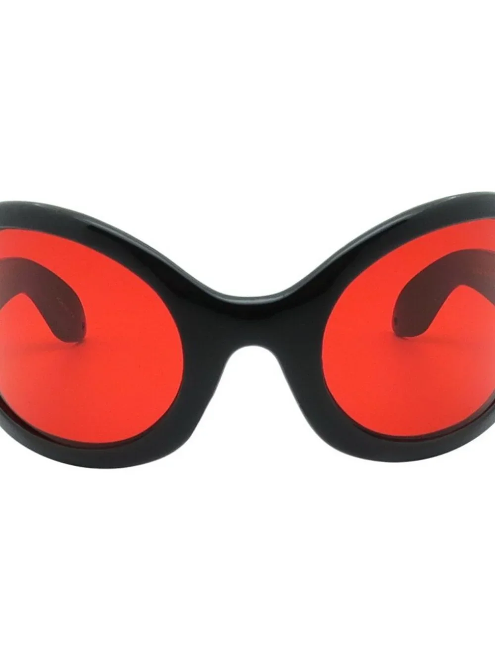 Pop Fashionwear Unisex Color Bug Eye Sunglasses Retro Rave Shades Black Red lens